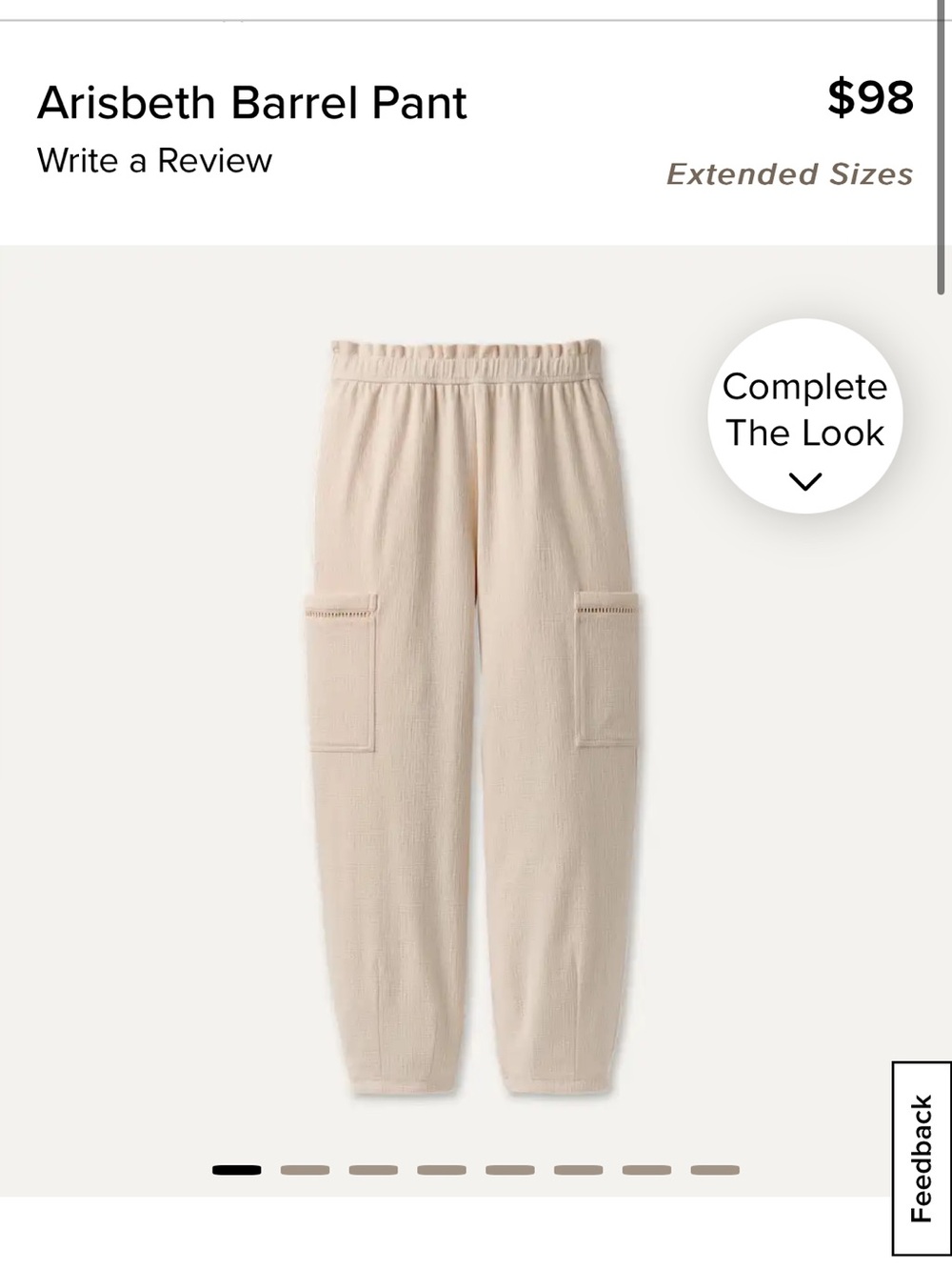 UGG Arisbeth Barrel Pant in Light Beige Cotton Blend Women’s Size Small